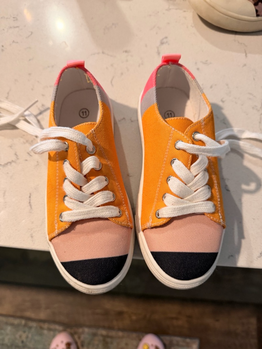 Kids Colorblock pencil Canvas Sneakers - Orange & Pink 11 Toddler